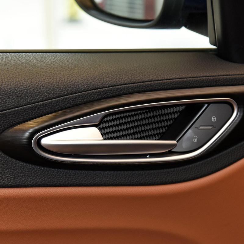 Carbon Fiber Car Accessories Door Handle Bowl Panel Modified Interior Trim Cover Soft Sticker For Alfa Romeo Giulia 2017-