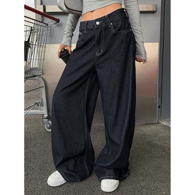 Новые выстиранные джинсы для весны и осени, женские, с высокой талией, свободного кроя, с широкими брюками
