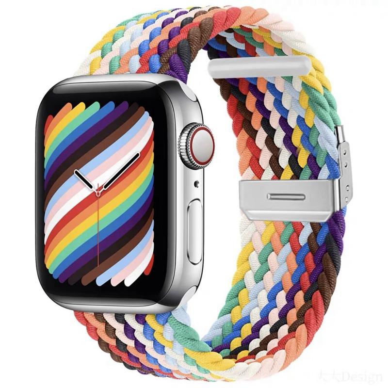 Nylon Fabric Band for Apple Watch Series 8 7 6 SE 5 4 3 38 40mm 42mm 44mm 41MM 45MM 49 Ultra Braided Solo Loop Strap for Iwatch