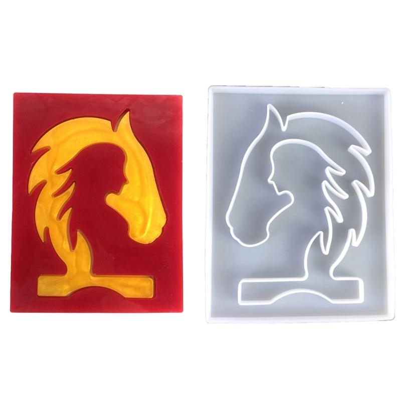 Horse Head Sculptures Mould Easy To Demould Silicone Mold Girl Silhouette Ornament Making Mould for Enthusiasts