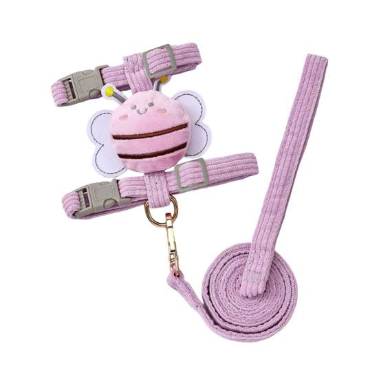 Комплект шлейки и поводка для кошек, регулируемая шлейка для котят с защитой от побега и рисунком пчелы для маленьких и средних кошек и собак на открытом воздухе