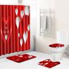 Love Valentine'S Day Shower Curtain Floor Mat Four-Piece Set Bathroom Non-Slip Door Mat Bedroom Carpet