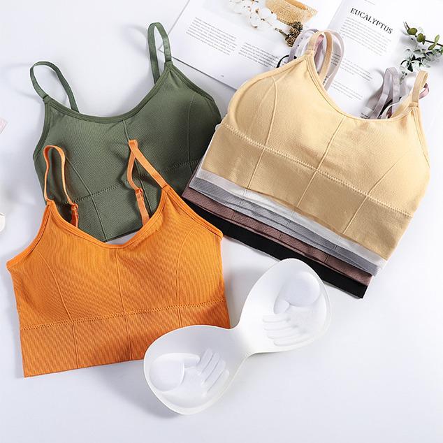 Women's 646 Kaka Backless Camisole Top with Chest Pads, Anti-Exposure Bandeau, Wire-Free Sports Bra.