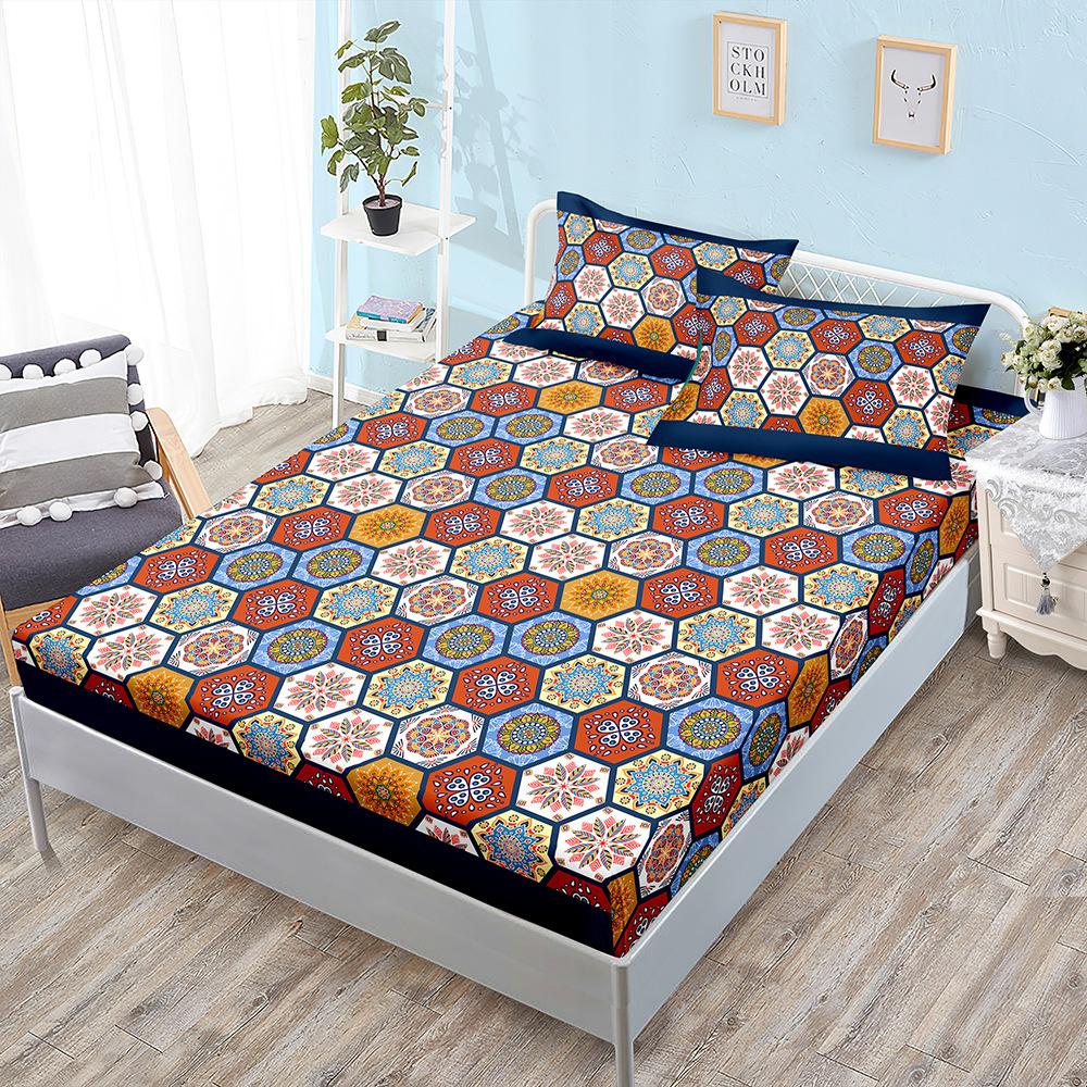 Bohemian Style Sheet Bed Mattress Protector Fashion Bedding Elastic Fitted Sheet Kids Adults Bed Cover Twin Full Queen King Size