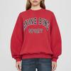 Winter Womens Vintage Fleece Sweatshirt Loose Fit Letter Print Round Neck Long Sleeve Street Style