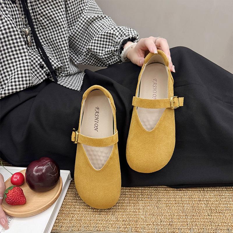 Flat-bottomed Retro Soft-soled Mary Jane Single Shoes for Women's Spring and Autumn New Comfortable and Versatile Doudou Grandma