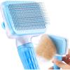 Dog Brush, Cat Brush, Pet Brush, Hair Remover, Pet Brush for Long and Short Hair, Clean Pet Hair from the Brush with One Button, Blue