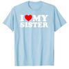 Футболка I Love My Sister Я люблю мою сестру Графическая футболка Топы Смешные надписи Буквы Принтованные Наряды Семейная парная одежда