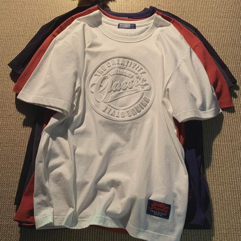 Men's 3D Printed Oversized American Style T-Shirt with Concave and Convex Design