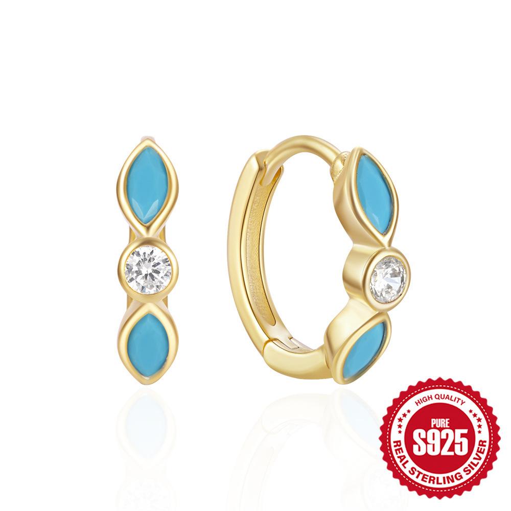 Серьги серии Turquoise Серьги-пряжки Простые серьги премиум-класса Дизайнерские серьги Серьги из стерлингового серебра 925 пробы