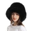 Big Oversized Fluffy Faux Fur Bucket Hats for Women Plush Fisherman Hat Winter Warm Thicken Cold-proof Panama Cap