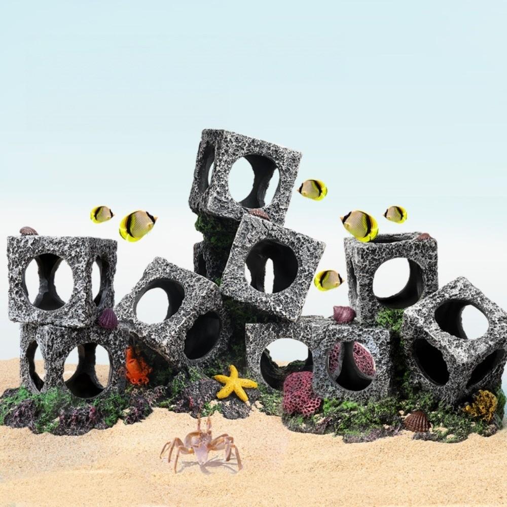 Hollowed-out Aquarium Rock Resin Shrimp Breeding Cave Cubes Cave Shelter Home Aquarium