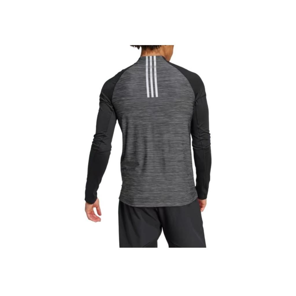Adidas Gym AEROREADY Training 3-Stripes 1/4 Zip Fashion Breathable Long Sleeve T-Shirt Men Tops Black IM7487