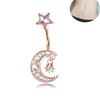 Women Moon Star Colorful Rhinestone Navel Ring Body Piercing Jewelry