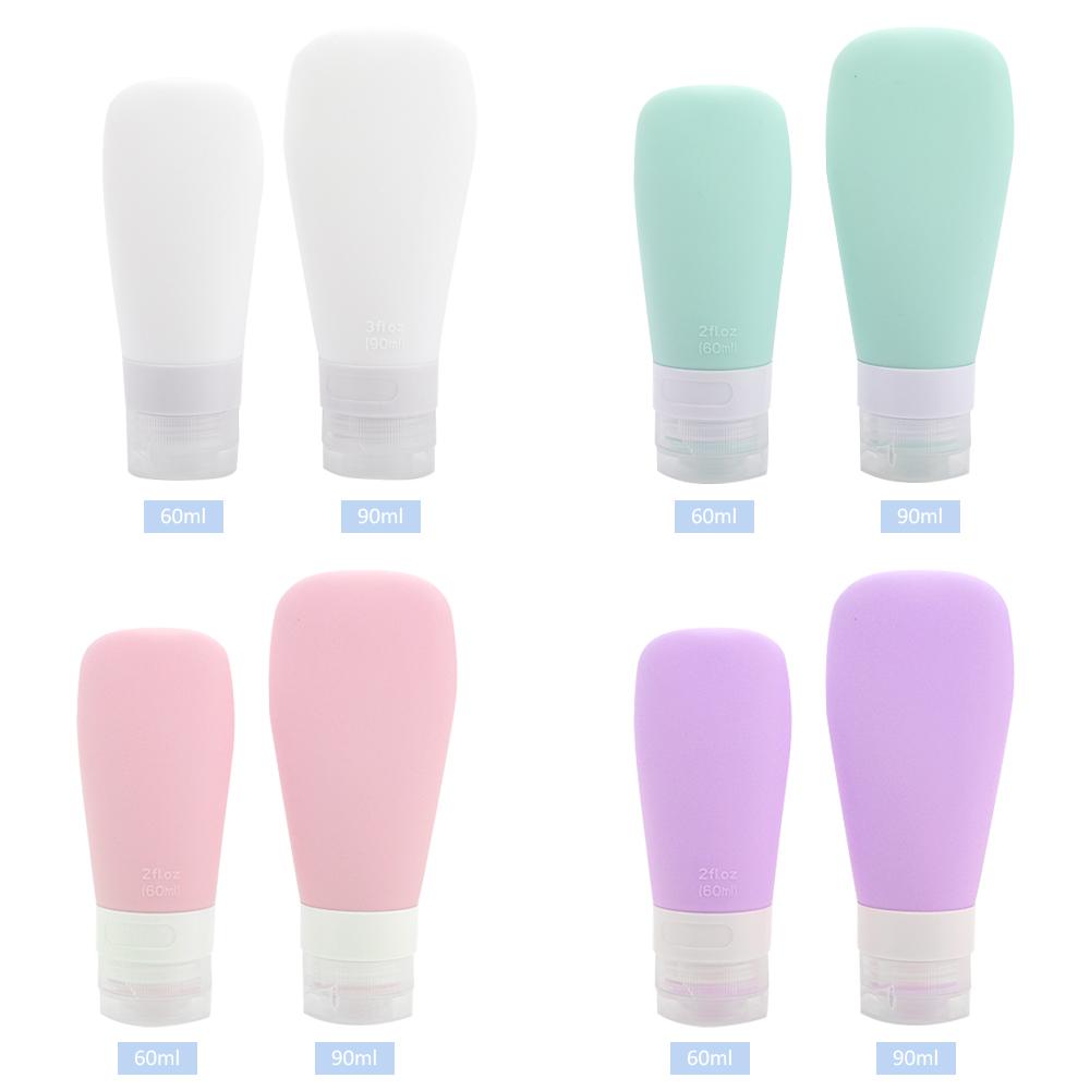 4Pcs/Set Portable Silicone Travel Bottle Liquid Container Empty Refillable Packing Lotion Points Shampoo Container Cream Trip
