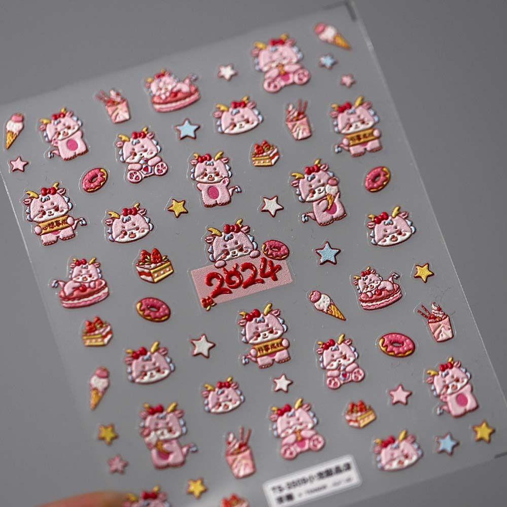 Весенний фестиваль, китайский Новый год, наклейки для ногтей с драконом, украшения для ногтей с драконом, леди