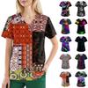 Рабочая форма больших размеров с принтом, топы для женщин, забавные футболки с v-образным вырезом и короткими рукавами, рабочая одежда, футболка с карманами