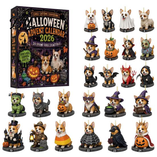 Holiday Countdown Experience 2026 Dog Christmas Advent Calendar, 24-Day Ornaments Calendar with 24 Party Supplies Pcs 2D Acrylic Figures for