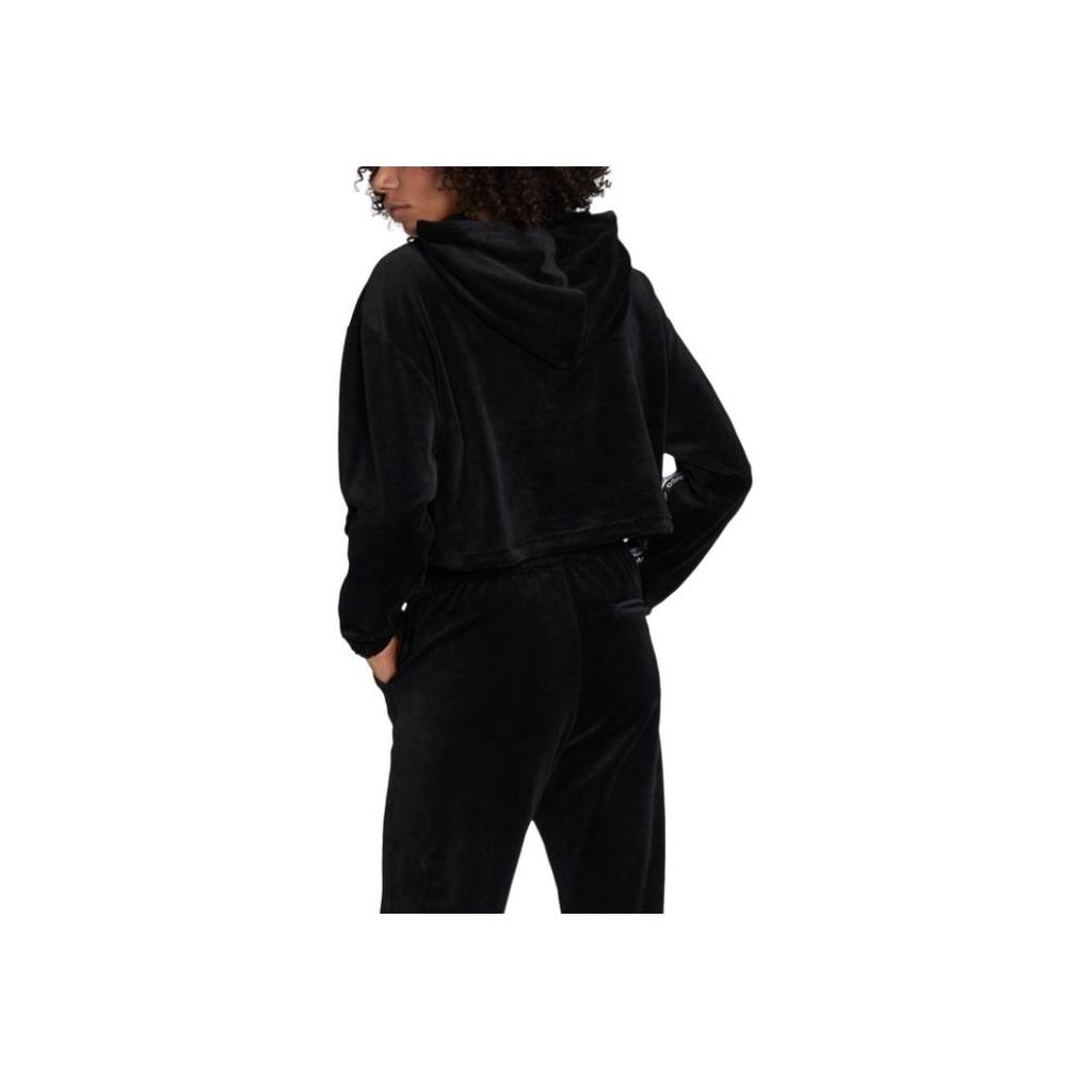 Adidas Укороченная толстовка с капюшоном Originals Clover с логотипом, женские топы, черный GI1117