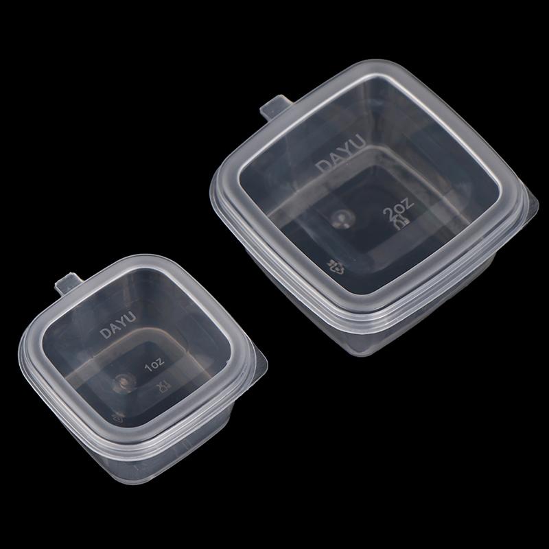 50Pcs/Pack Square Sauce Cup With Cover Clear Mini Plastic Dipping Sauce Cups