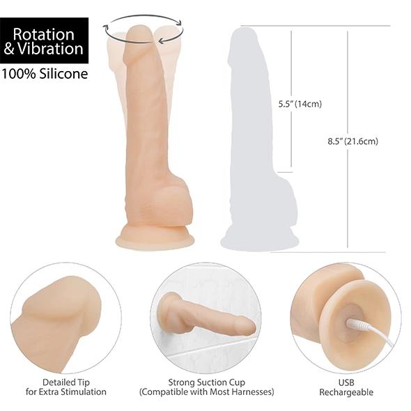 Vibrator - Naked Addiction Rotating & Vibrating Dong 20 cm Vanilla