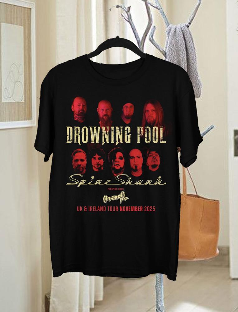 DROWNING POOL Группа SPINESHANK Тур 2025 Футболка Черная Все Размеры S-5XL Унисекс Футболка
