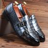 Men's Casual Business Shoes Crocodile Grain Leather Mens Classic Buckle Monk Loafers Moccasins Men Driving Party Wedding Flats