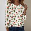 Women's Fashion Casual Long Sleeve Christmas Printed Round Neck Top