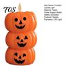 Seasonal Indoor Lighting Halloween 3 Tier Stacked Pumpkin Candle Light, Flickering Flameless LED Decorative Figurines Candle, Battery Operated