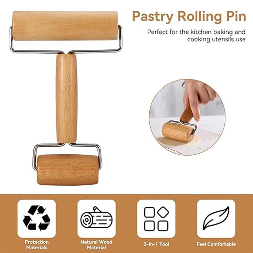 Деревянная скалка для теста и ролик для пиццы, для измельчения орехов, крекеров, печенья, для использования в кухонной утвари для выпечки и приготовления пищи