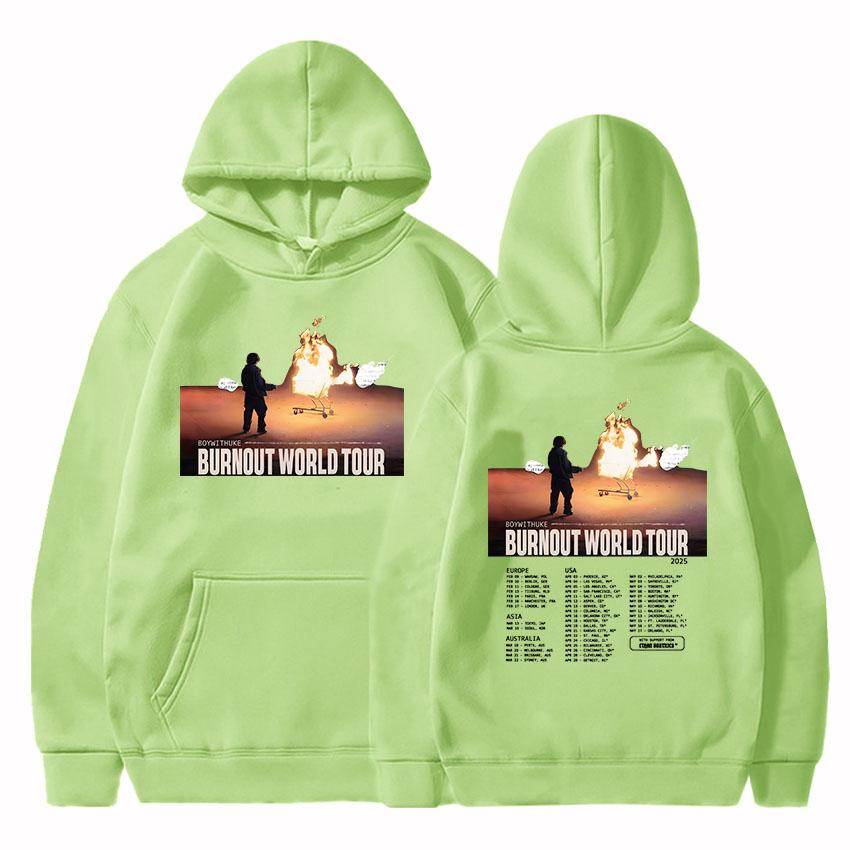 Boywithuke Burnout Мировой Тур 2025 Худи Sudadera Mujer Худи Женские Мужские Повседневные Толстовки Певец Графический Принт Пуловеры