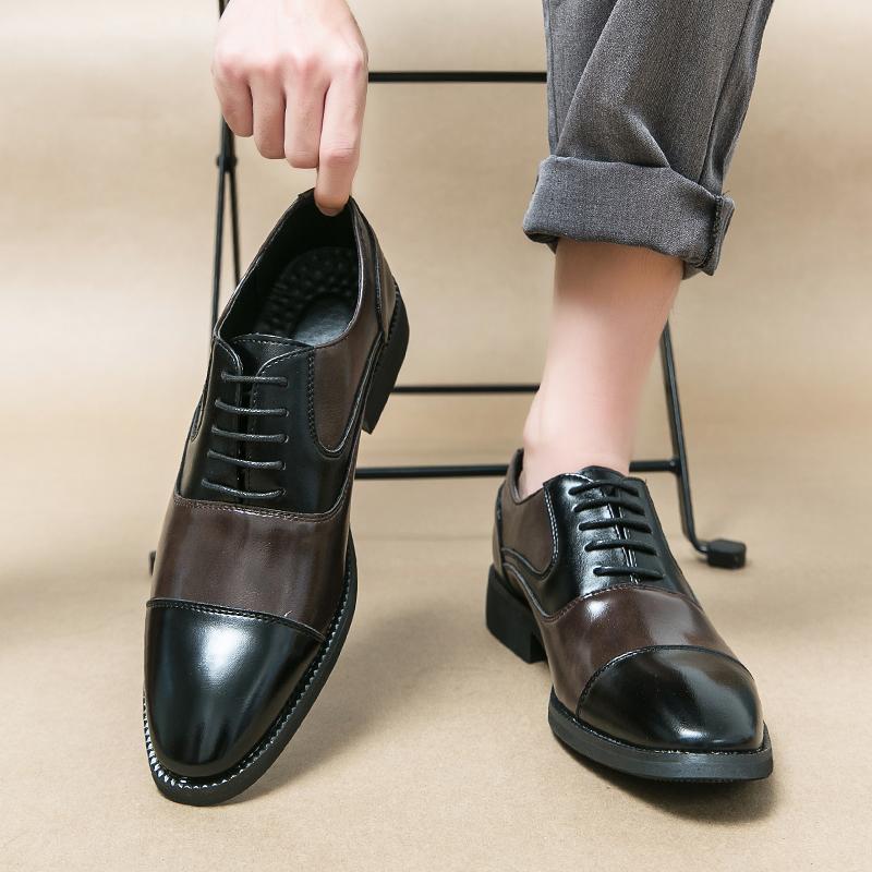 Fashion 2025 Retro Style Mens Dress Shoes Fashion Mixed Colors Mens Leather Shoes Lace-up Business Non-Slip Casual Mens Oxford Footwear