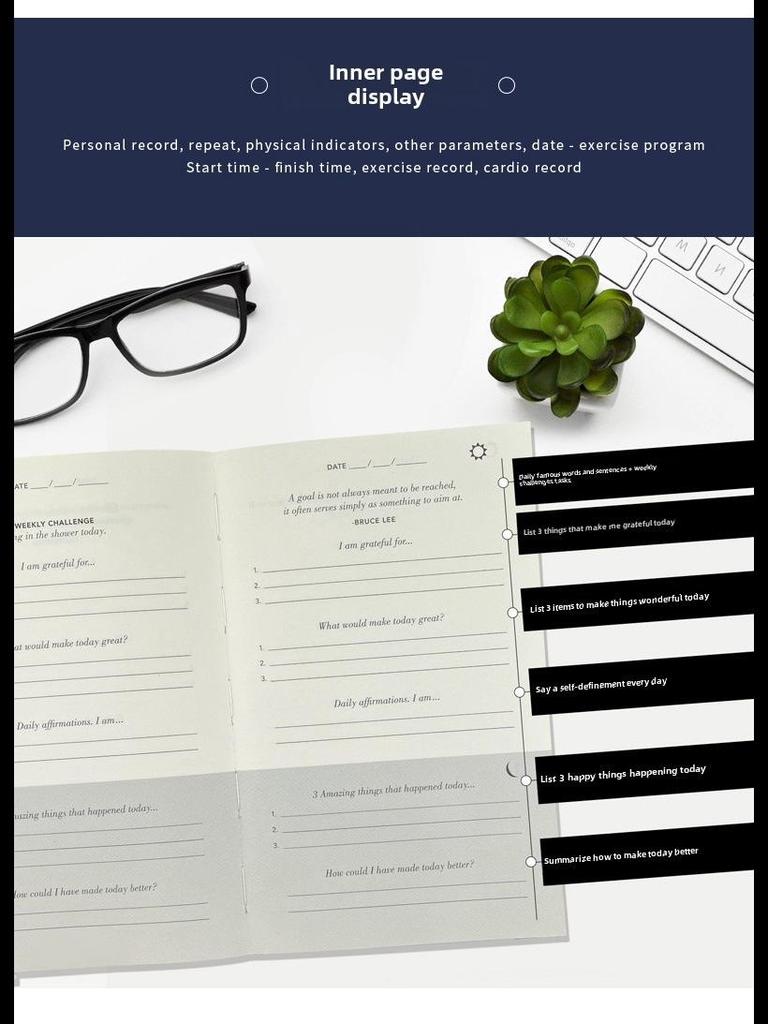 Japanese Cross-Border Gratitude and Diary Notebook - Portable, Simple English Edition