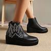 Shoes for Women 2024 Plus Size Ankle Women's Boots Retro Modern Boots Women Embroidery Round Toe Back Zip Wedges Shoes Female