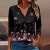 Women's T Shirt Tee Printed 3/4 Sleeve Daily Weekend Fashion Basic V Neck Regular Top