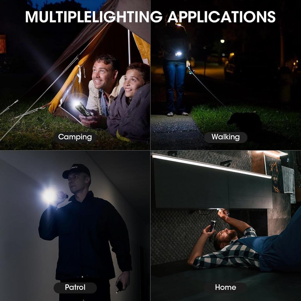 2 Pack Rechargeable Flashlight, 99,000 High Lumens LED Flashlight with 5 Modes, IPX7 Waterproof, Adjustable Focus, Powerful Handheld Flash Light for