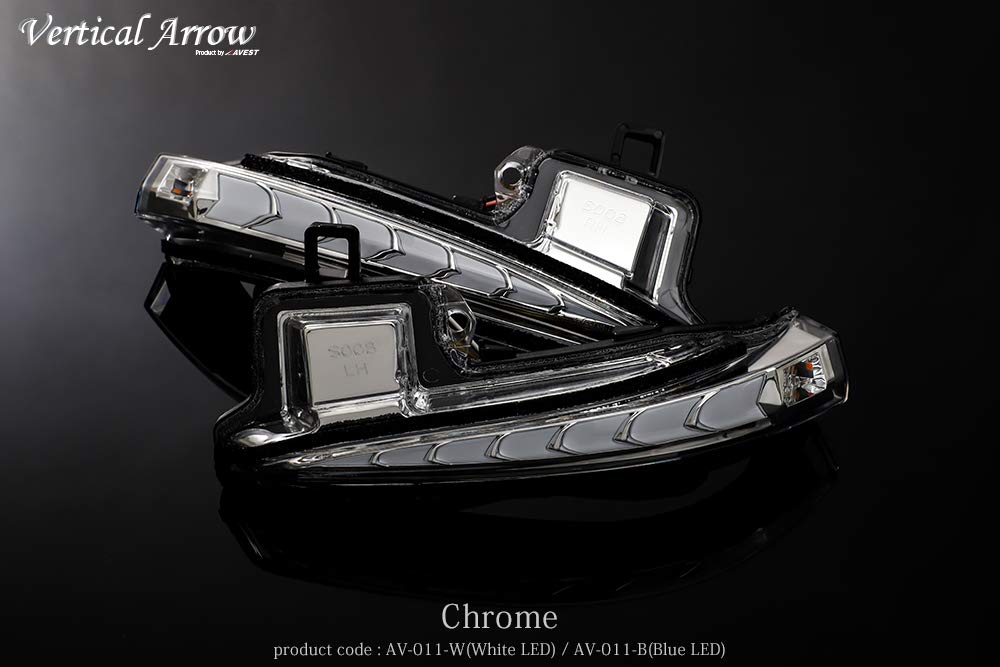RAV4 Flowing Sequential Door Mirror Turn Signal Chrome with White Exterior Parts Lenses, LEDs,