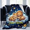 1PC Custom Name Lion Cubs Stars blanket versatile,all-season throw suitable for the living room,bedroom,camping,travel,and gift