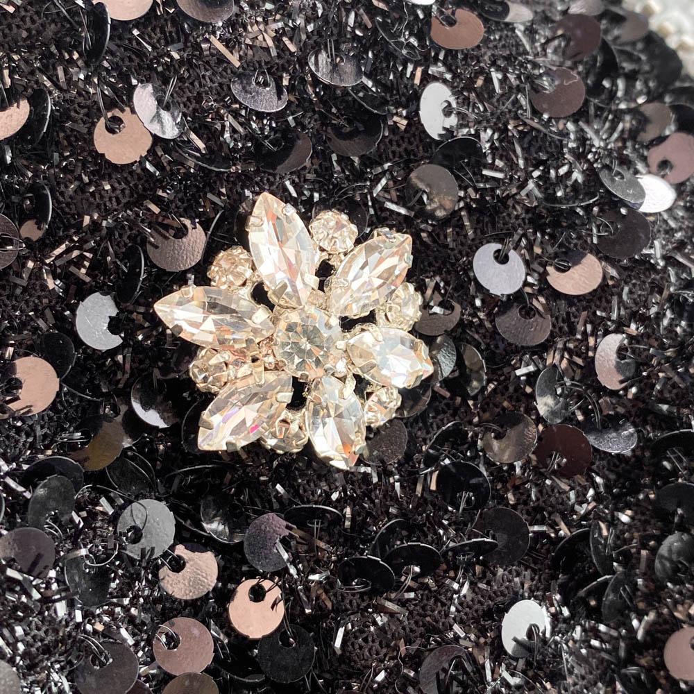 Летние женские милые платья мини с короткими рукавами и воротником Питер Пэн, черные, с пайетками, бриллиантовыми пуговицами, для вечеринки феи-принцессы