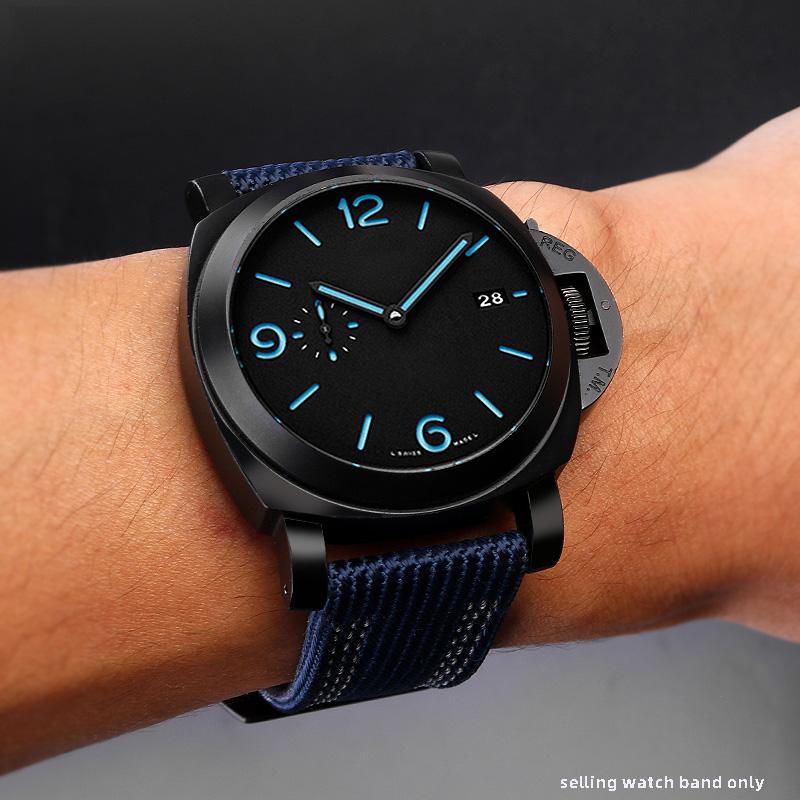 Для ремешка часов Panerai Pam00984 00985 PAM111 PAM441 Stealth Нейлоновый с кожаной подкладкой Браслет Аксессуар 24 26 мм большой размер для мужчин