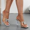 Fashion Women's Shoes Outdoor Women's Slippers New Crystal Butterfly-knot Plus Size Square Best Seller Toe Heels Women