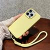 For iPhone 16 Pro Case Soft Microfiber Lining Liquid Silicone+PC Phone Cover with Wrist Strap