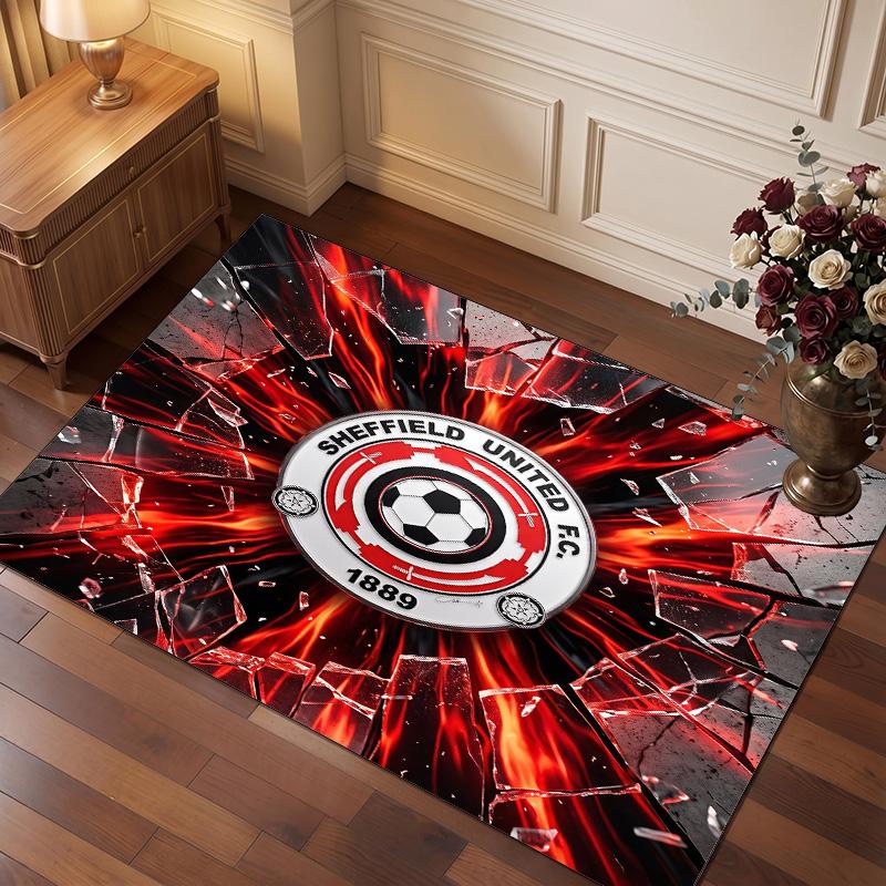 Футбольный принт Sheffield United, Ковер из хрустального бархата, Удобный, Впитывающий воду, Нескользящий, Ковер для пола в помещении