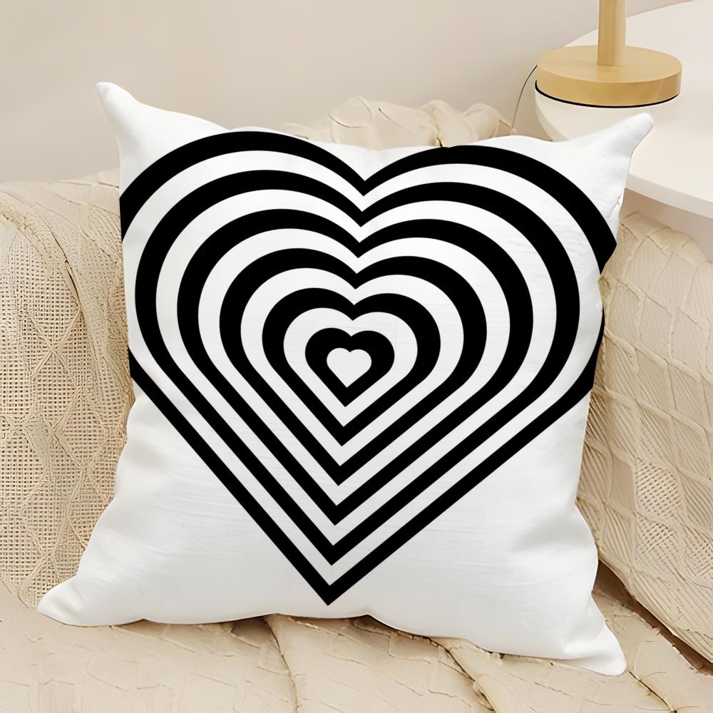 Geometric Heart Decor Pillow Case Natural Linen DoubleSided Printing Sofa Home Decor Cushion Cover