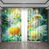 2 шт. Домашние декоративные шторы с мечтательным цветочным фоном и шторы с карманом для штанги, подходят для кухонь, кафе, гостиных