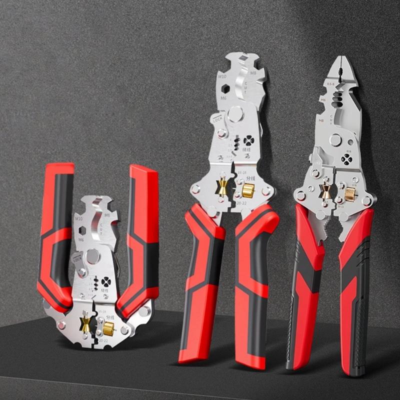 Профессиональный складной инструмент для зачистки проводов с 12 функциями, обжимкой, резкой и замком безопасности, обжимка проводов