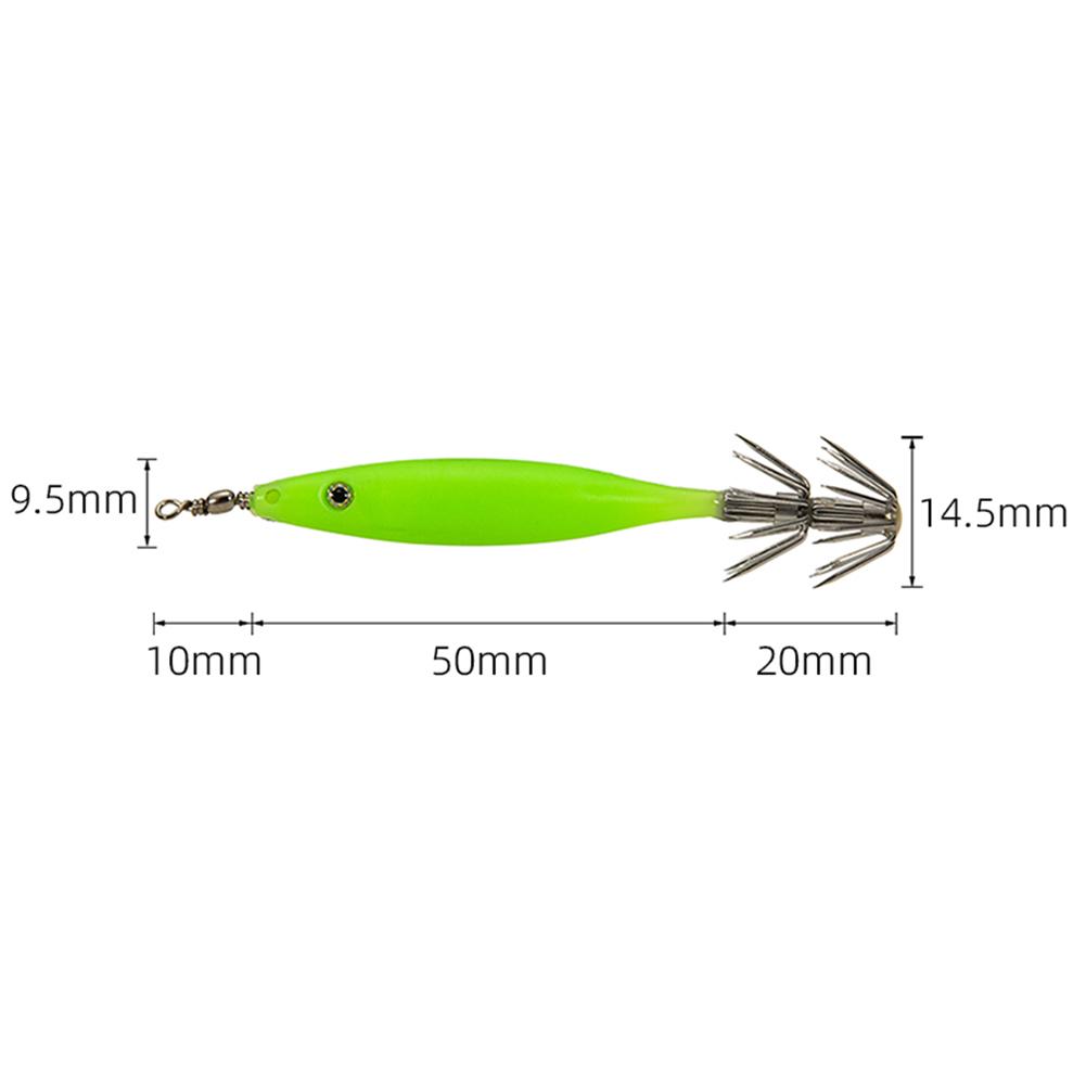 5Pcs Luminous Squid Lure Night Fishing Lamp Hook Rustproof Cuttlefish Attracting Lure Double Hook for Seawater Fresh Water