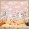 Pink Polka Dot Lolita Little Bear Rabbit Tapestry Wall Hanging Home Decor for Bedroom Living Room Sweet Bow Cute Pet