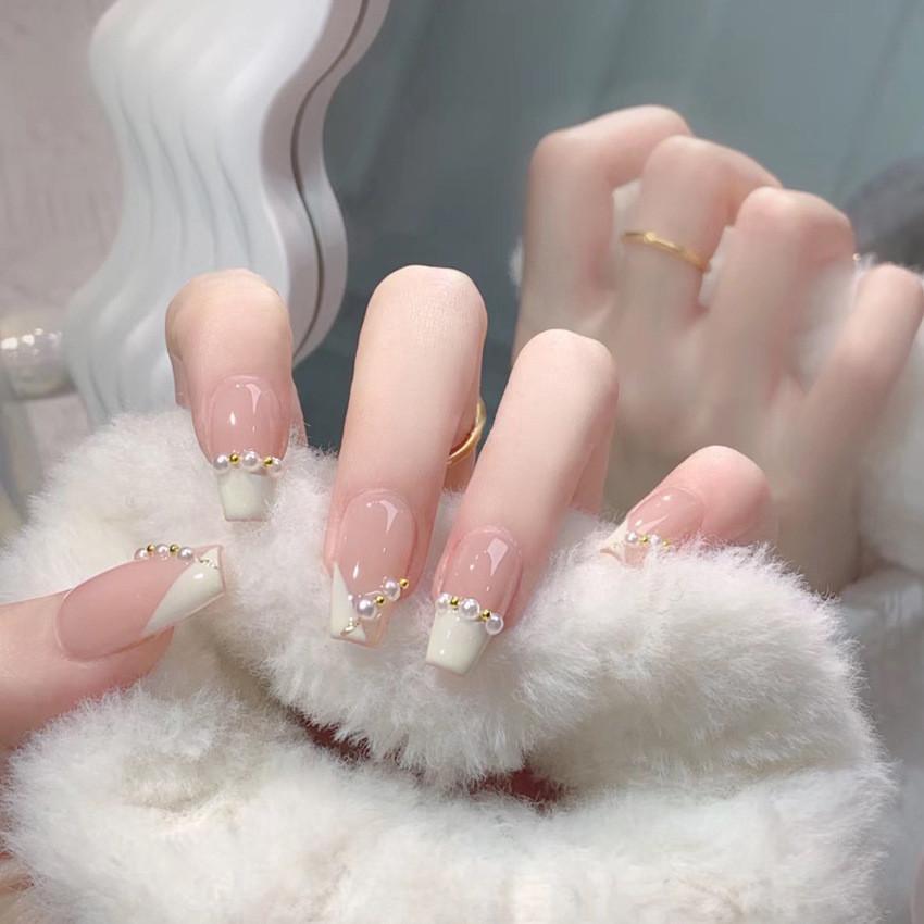 Wearing Nail Hand Nails Fashion Highgrade Cute Pink Blush Nail Patch Style