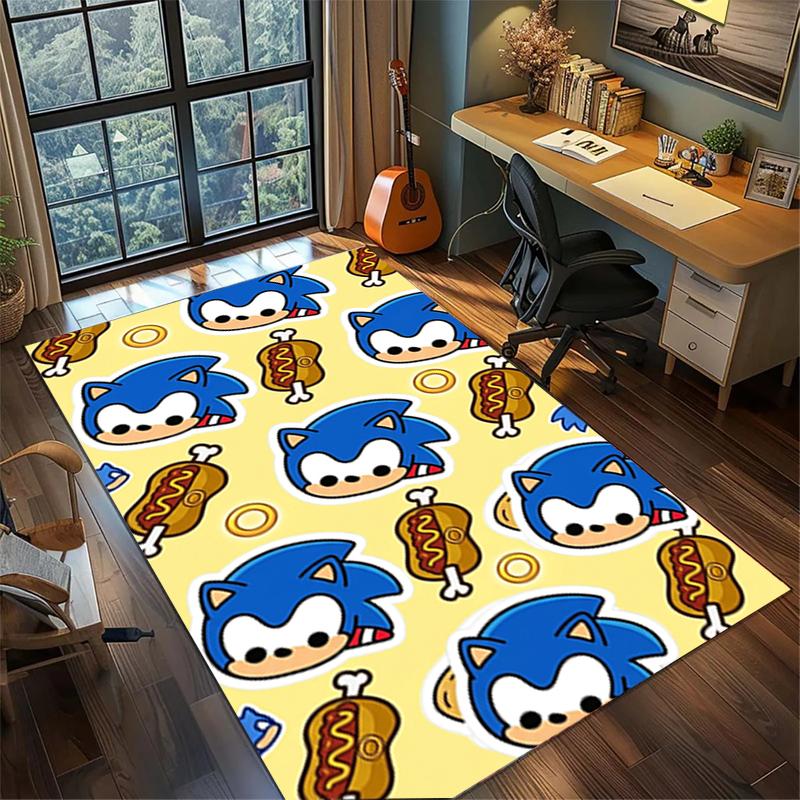 Large Area Floor Mat Rug "Sonic the Hedgehog" Non Slip Washable Carpet Bedroom Gamer Room Decor—kwq86